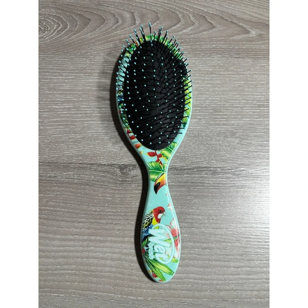 Wet Brush Original Detangler Tropical Toucan Parrot Floral Teal Hair Brush